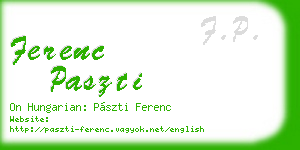 ferenc paszti business card