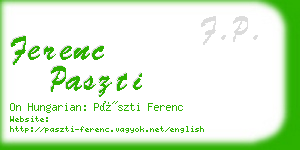 ferenc paszti business card